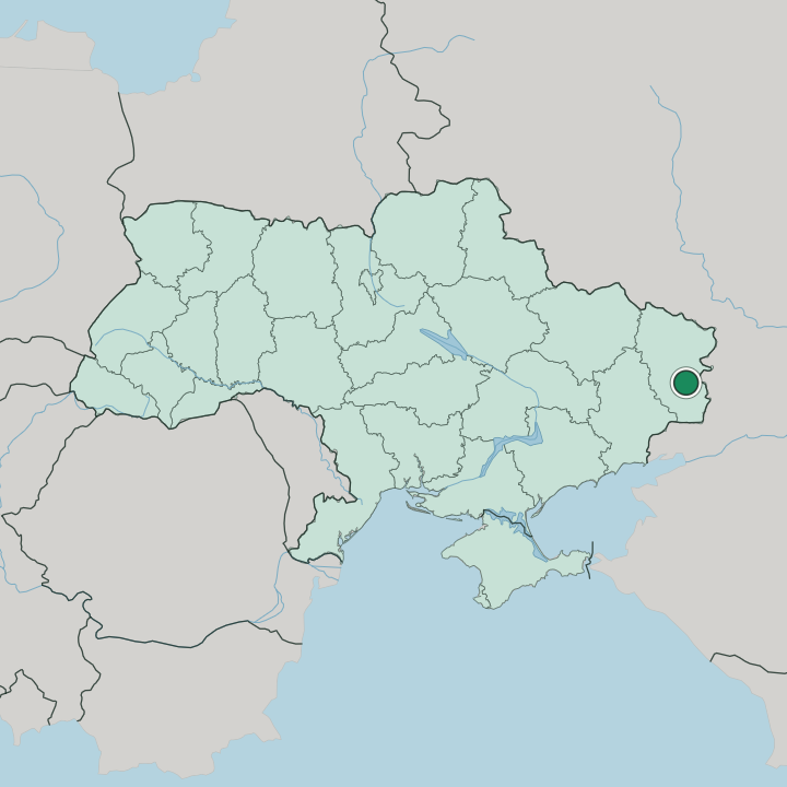 Map showing Luhansk — In Ukraine