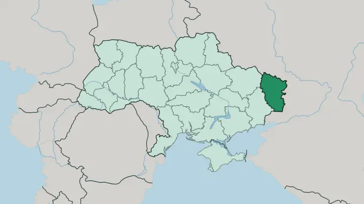 Map of Luhanska Oblast in Ukraine