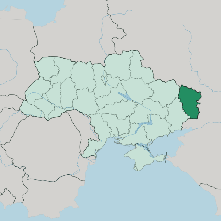 Map showing Luhanska Oblast — In Ukraine