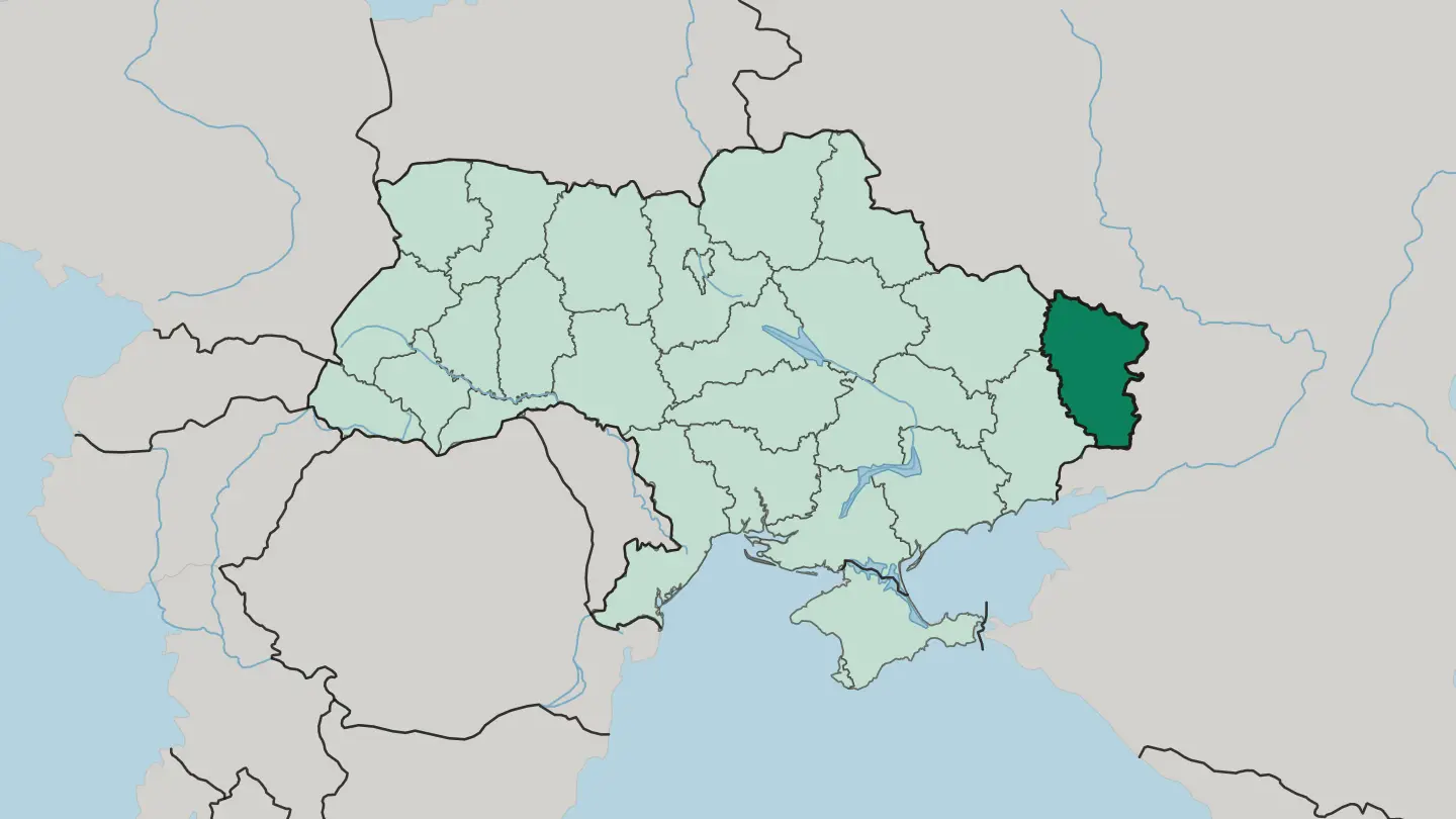 Map of Luhanska Oblast in Ukraine