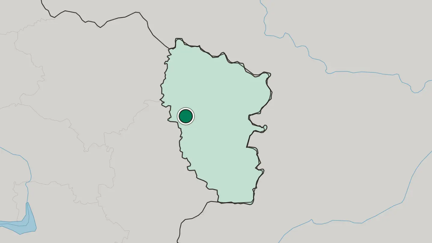 Map of Rubizhne in Ukraine