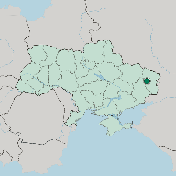 Map showing Siverskodonetsk — In Ukraine