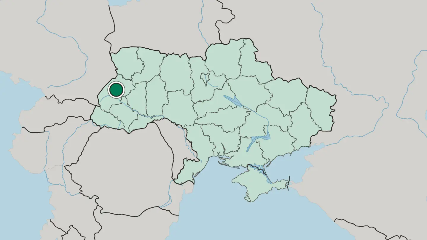 Map of Lviv in Ukraine