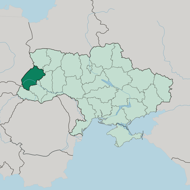 Map showing Lvivska Oblast — In Ukraine
