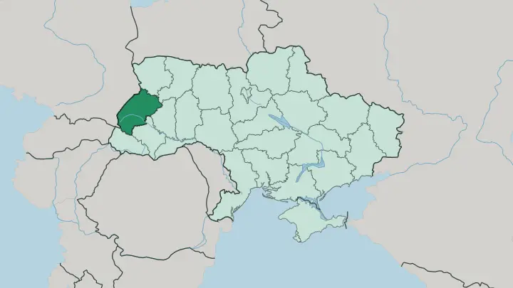 Map of Lvivska Oblast in Ukraine