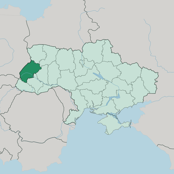 Map showing Lvivska Oblast — In Ukraine