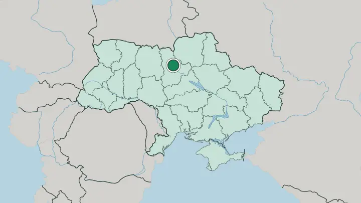 Map of Kyiv in Ukraine