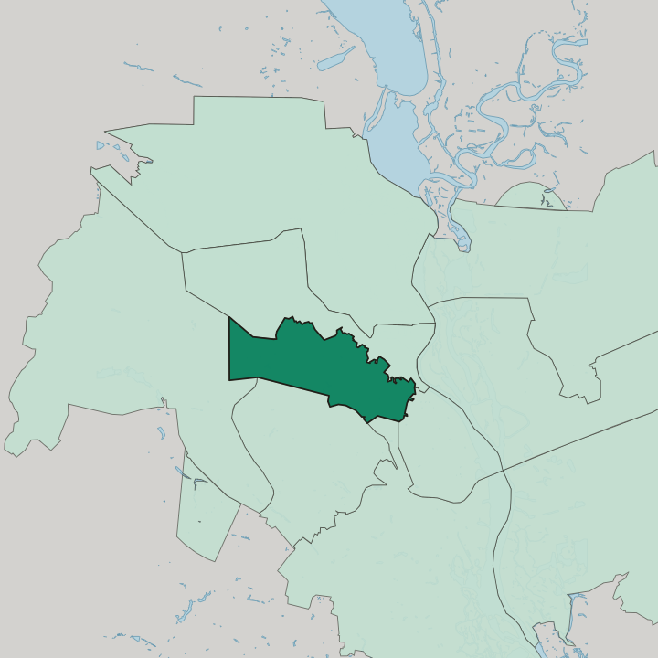Map showing Shevchenko Raion — In Kyiv