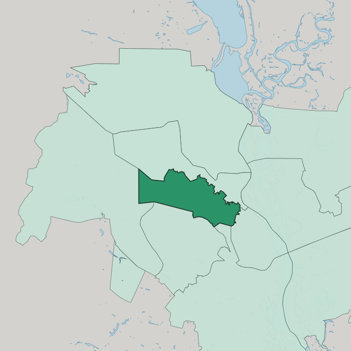 Map showing Shevchenko Raion — In Kyiv