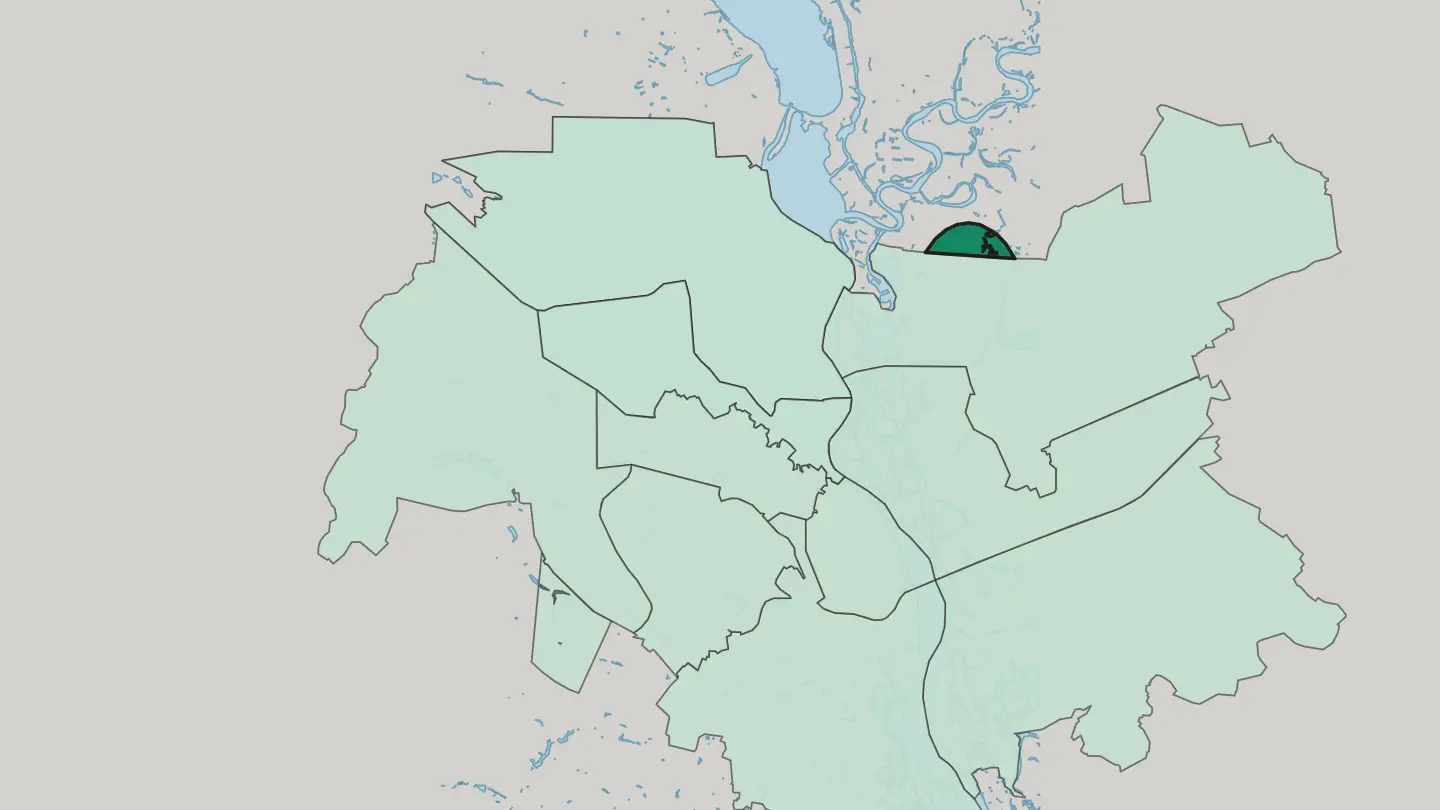 Map of Vyhurivshchyna-Troyeshchyna in Kyiv