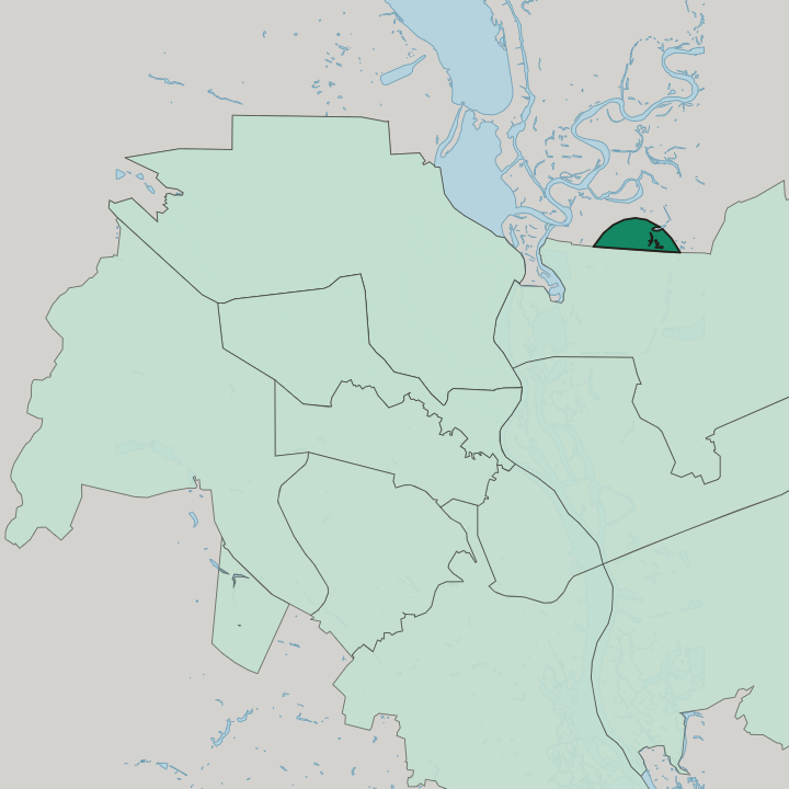 Map showing Vyhurivshchyna-Troyeshchyna — In Kyiv