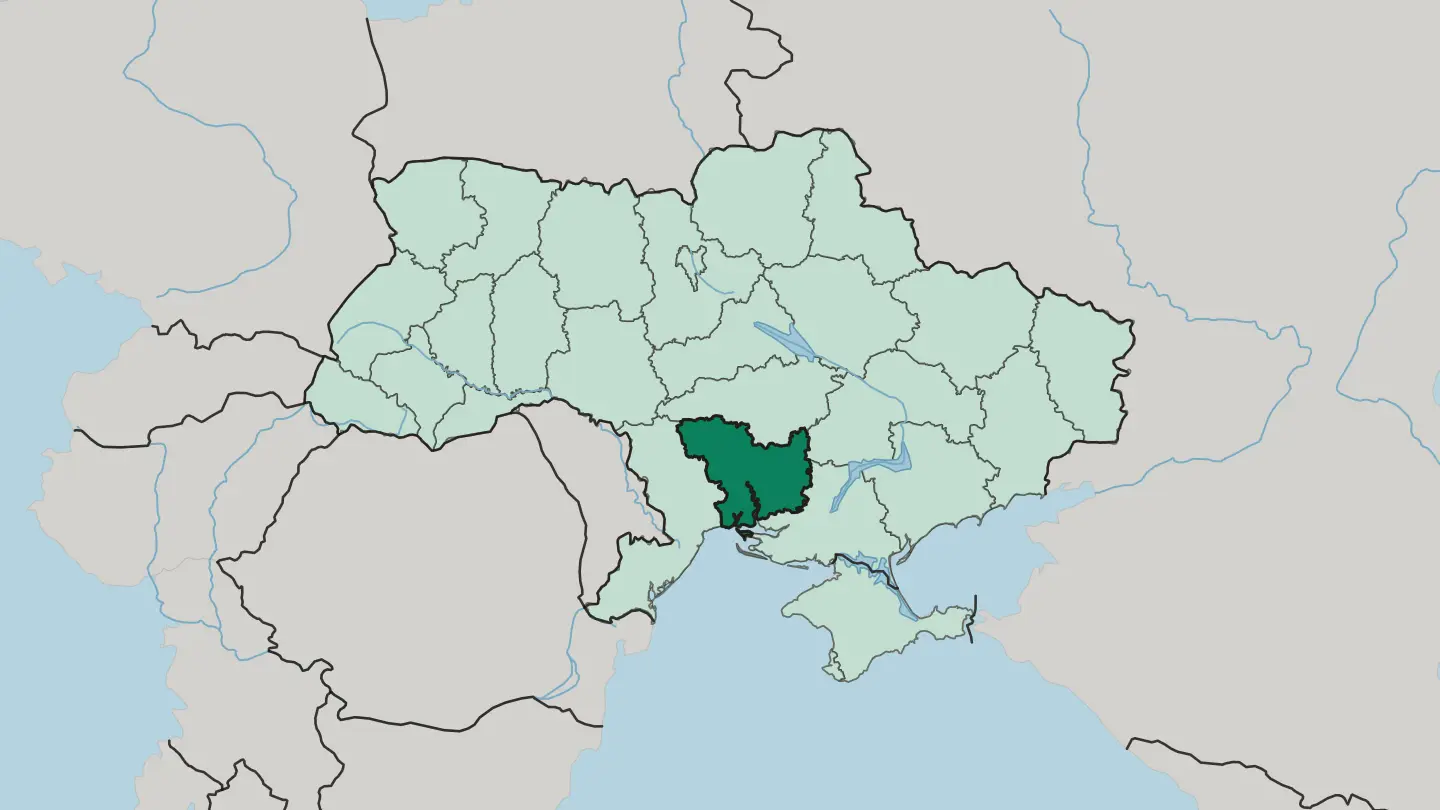 Map of Mykolayiv Oblast in Ukraine