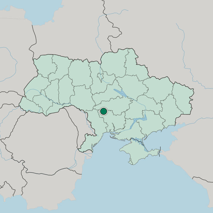 Map showing Pervomaysk — In Ukraine
