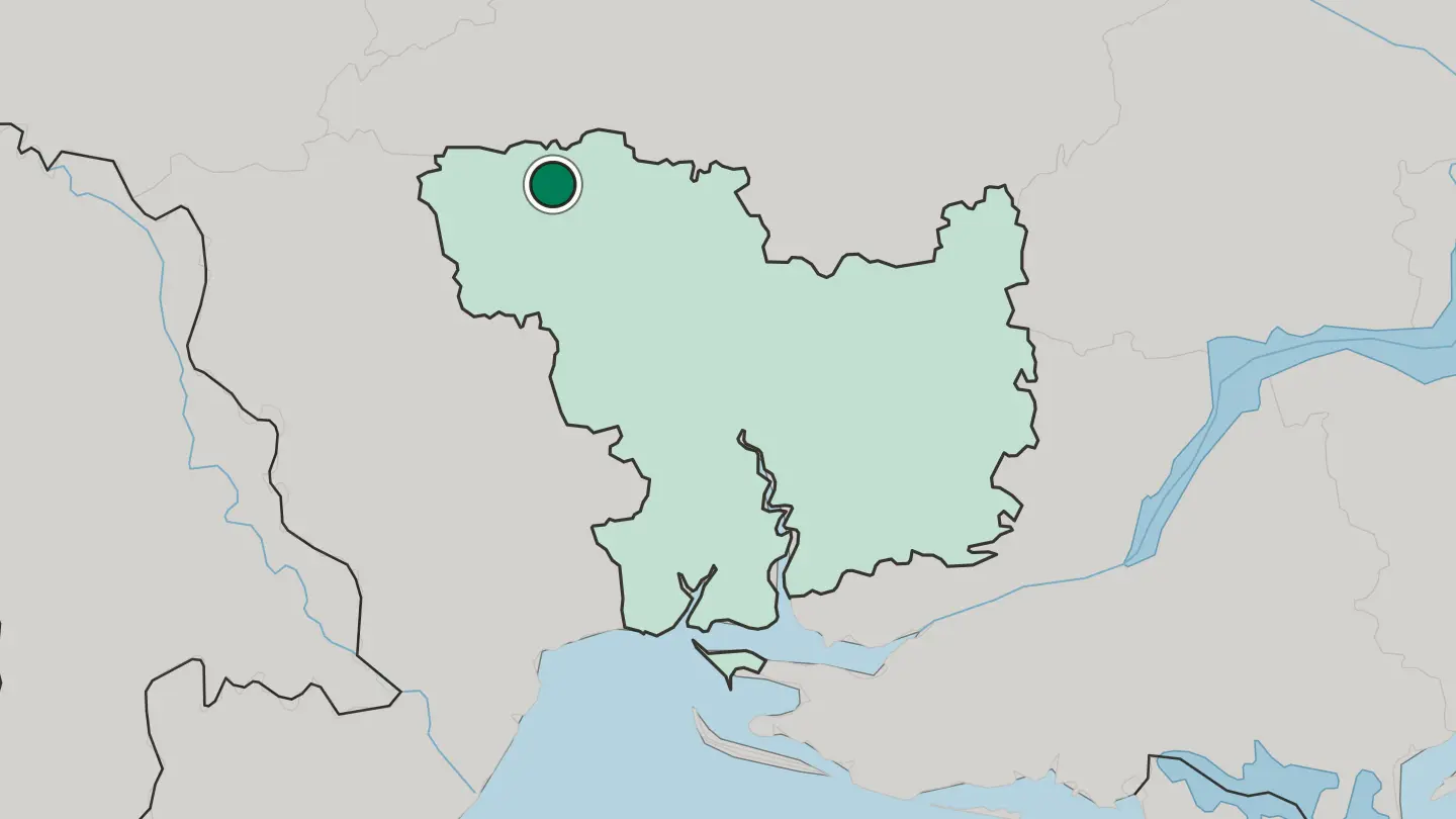 Map of Pervomaysk in Ukraine