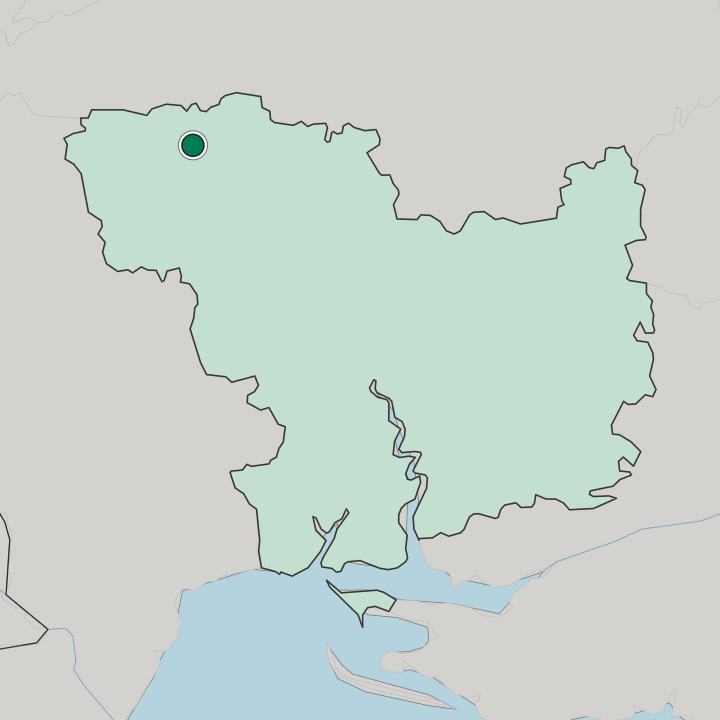 Map showing Pervomaysk — In Mykolayiv Oblast