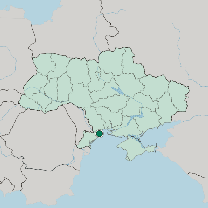 Map showing Chornomors’k — In Ukraine
