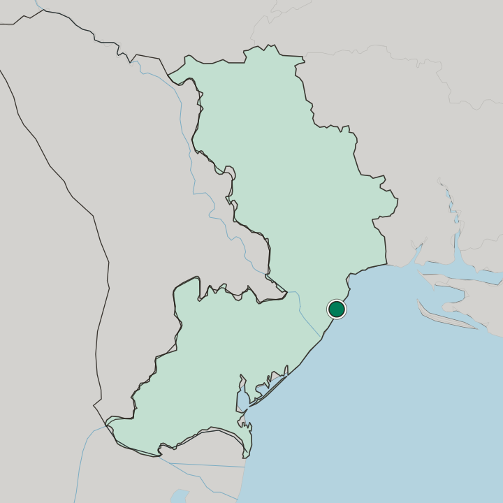 Map showing Chornomors’k — In Odeska Oblast