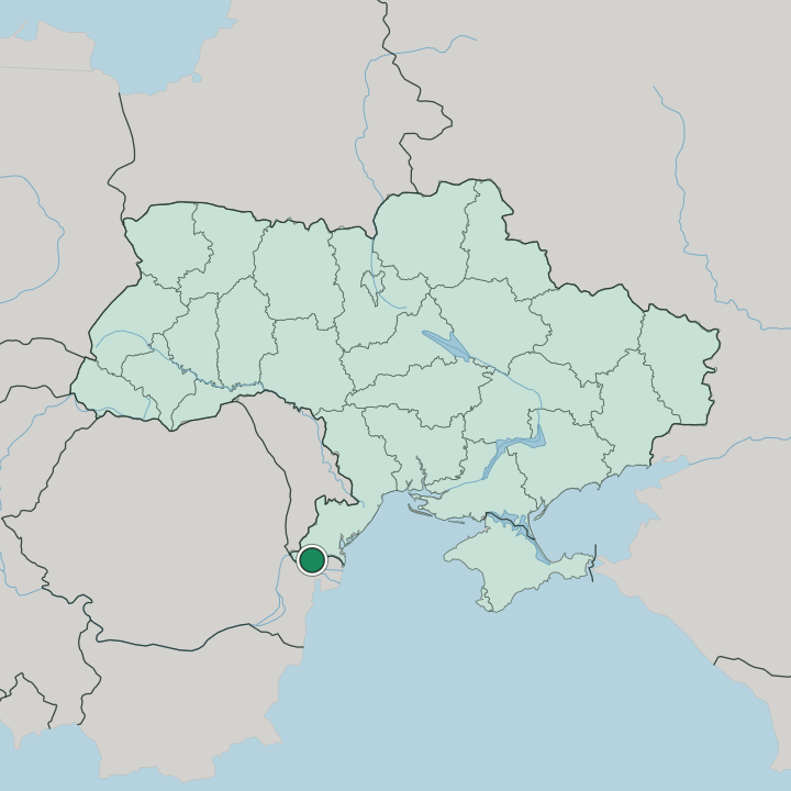 Map showing Izmayil — In Ukraine