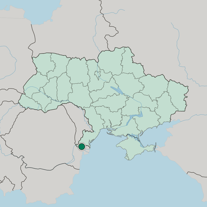 Map showing Izmayil — In Ukraine
