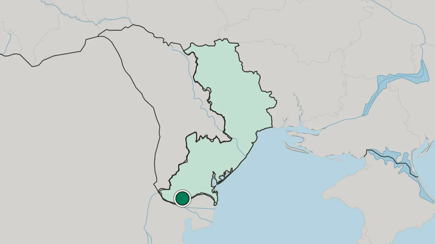 Map of Izmayil in Ukraine