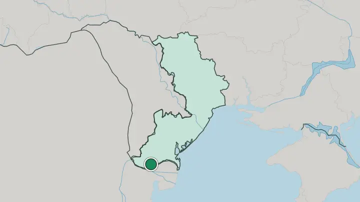 Map of Izmayil in Ukraine