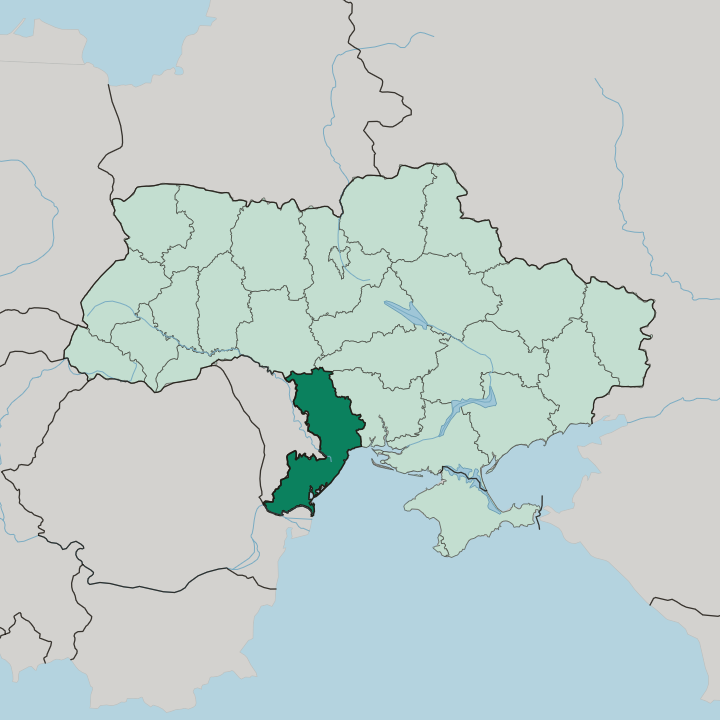 Map showing Odeska Oblast — In Ukraine