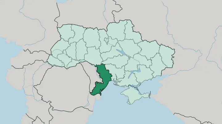 Map of Odeska Oblast in Ukraine