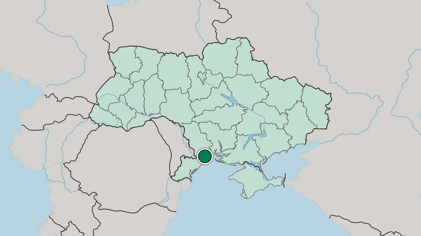 Map of Odesa in Ukraine