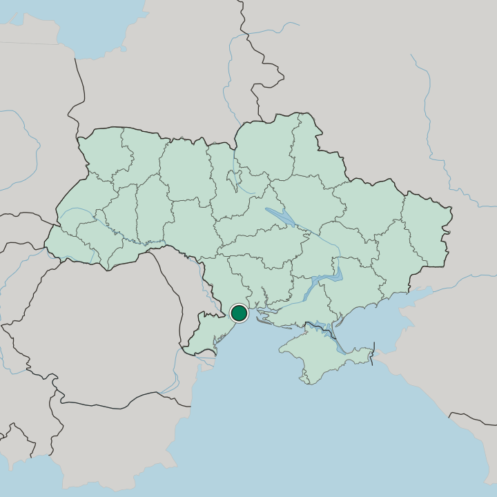 Map showing Odesa — In Ukraine
