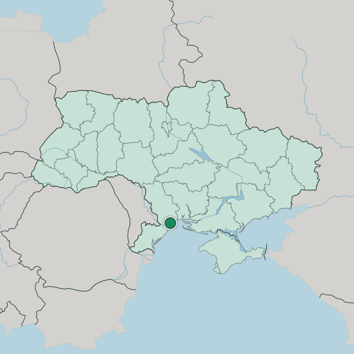 Map showing Odesa — In Ukraine