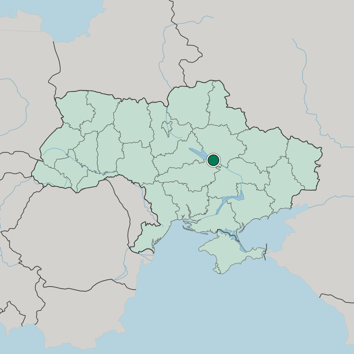 Map showing Kremenchuk — In Ukraine