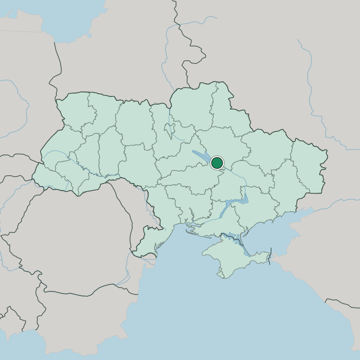 Map showing Kremenchuk — In Ukraine