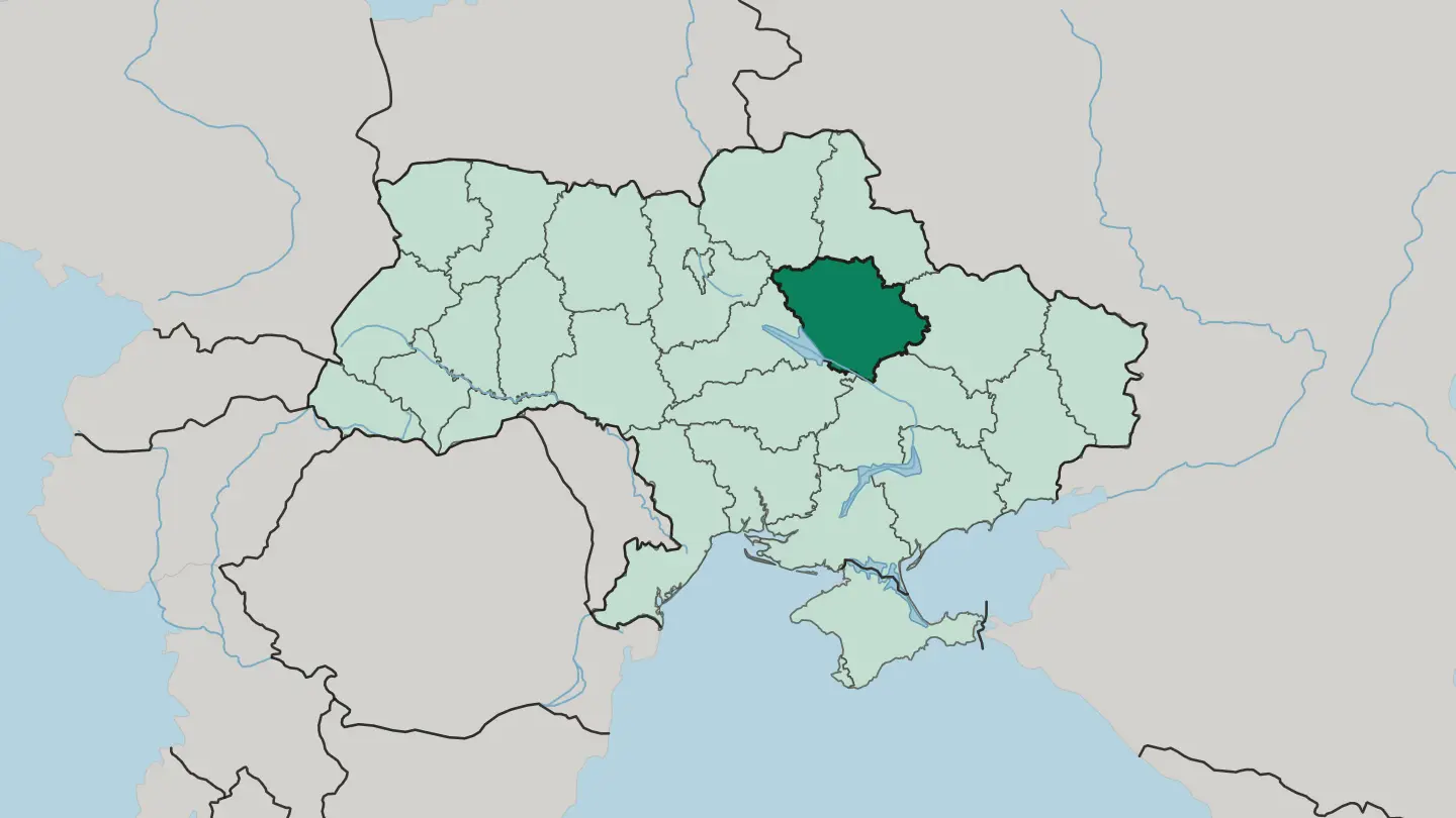 Map of Poltava Oblast in Ukraine