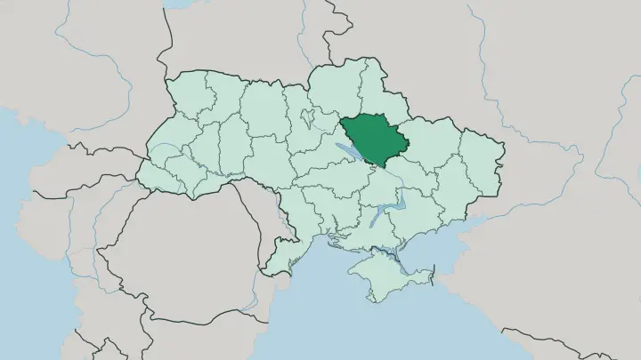 Map of Poltava Oblast in Ukraine