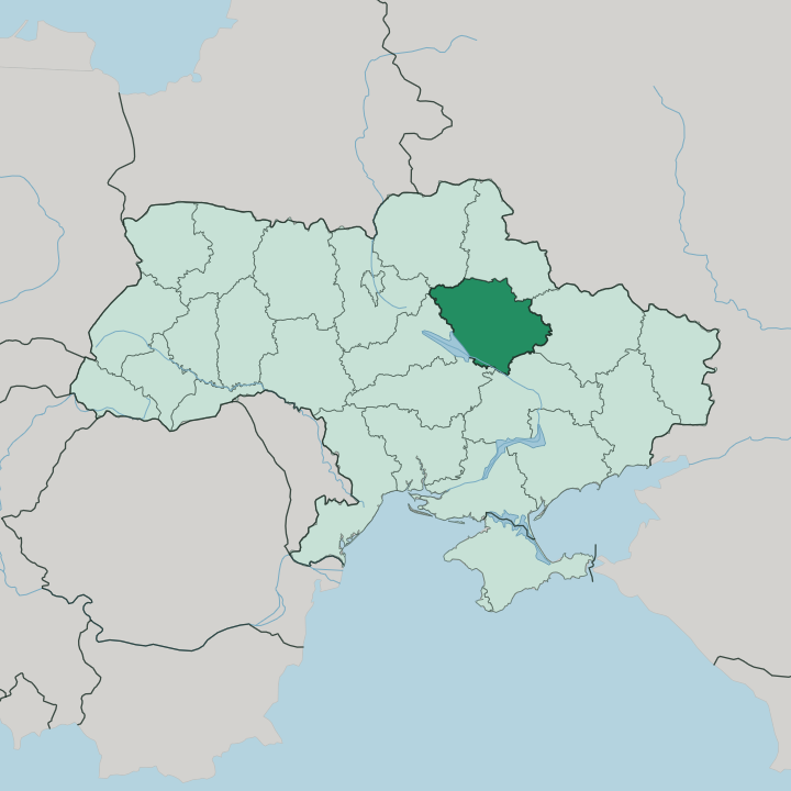 Map showing Poltava Oblast — In Ukraine