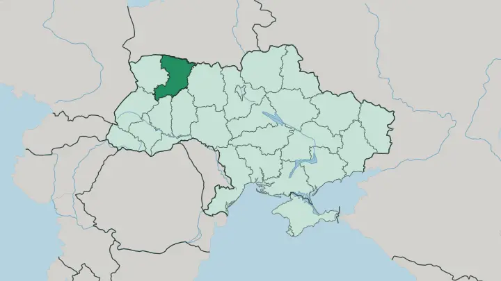 Map of Rivne Oblast in Ukraine