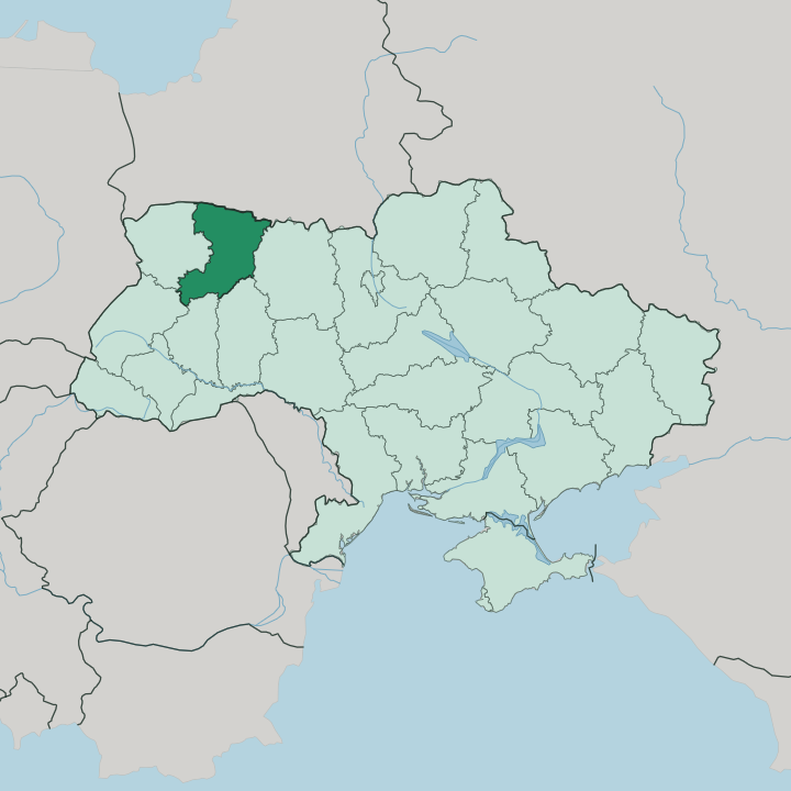 Map showing Rivne Oblast — In Ukraine