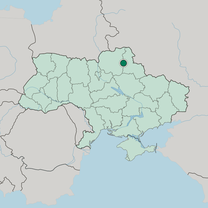 Map showing Konotop — In Ukraine