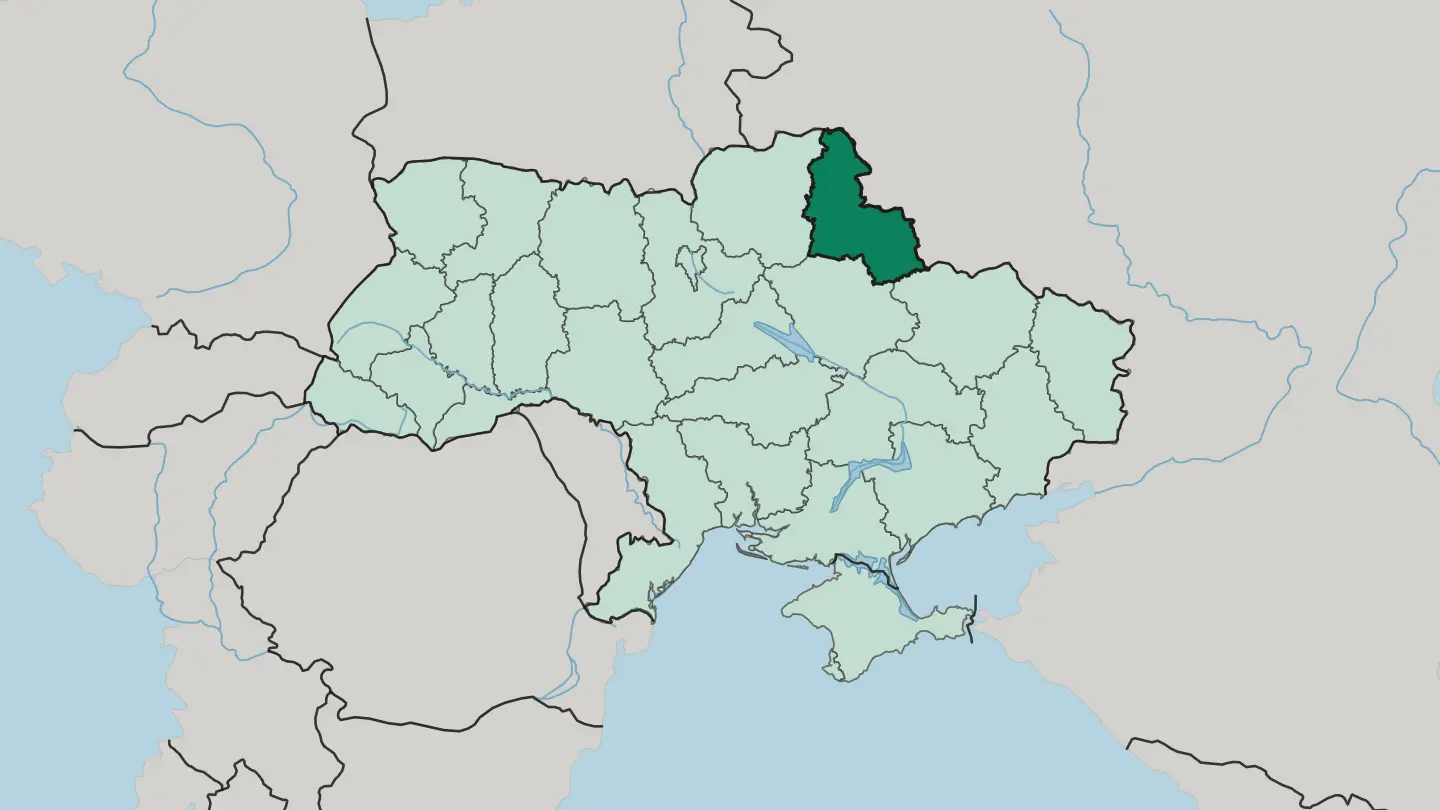 Map of Sumska Oblast in Ukraine
