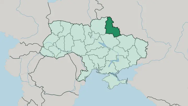 Map of Sumska Oblast in Ukraine