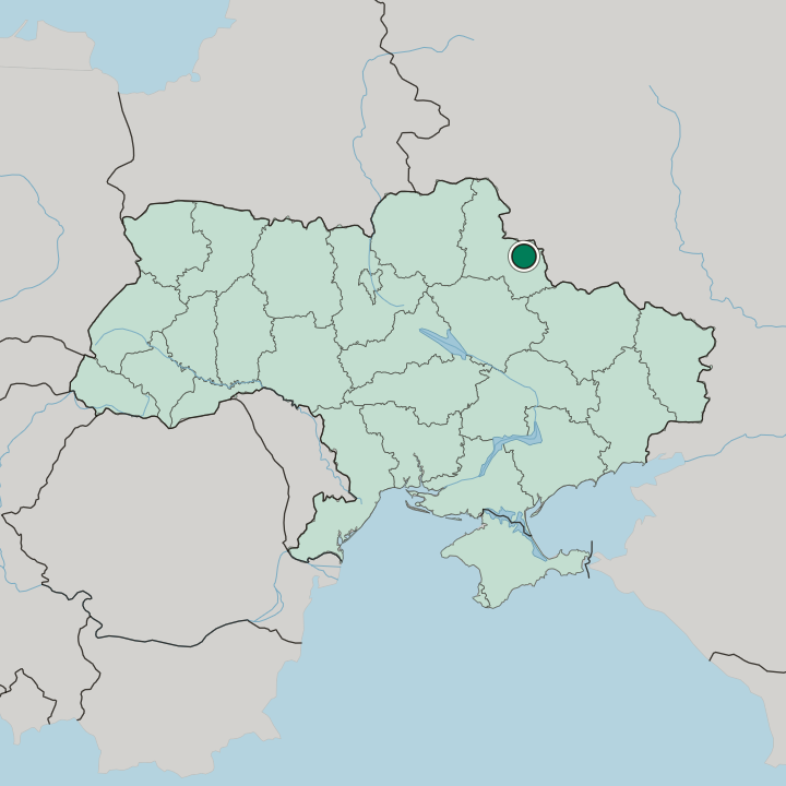 Map showing Sumy — In Ukraine