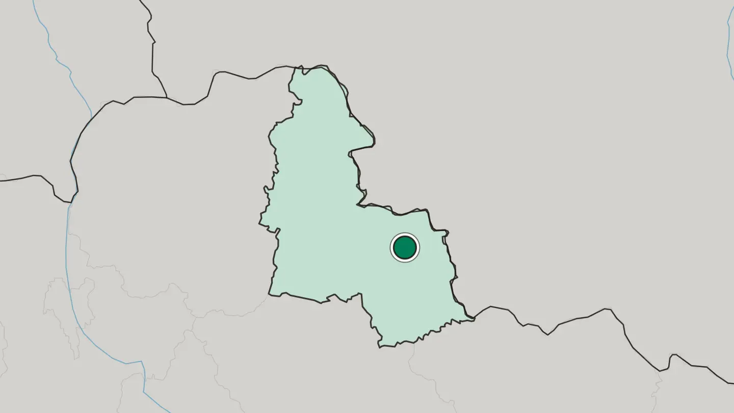Map of Sumy in Ukraine