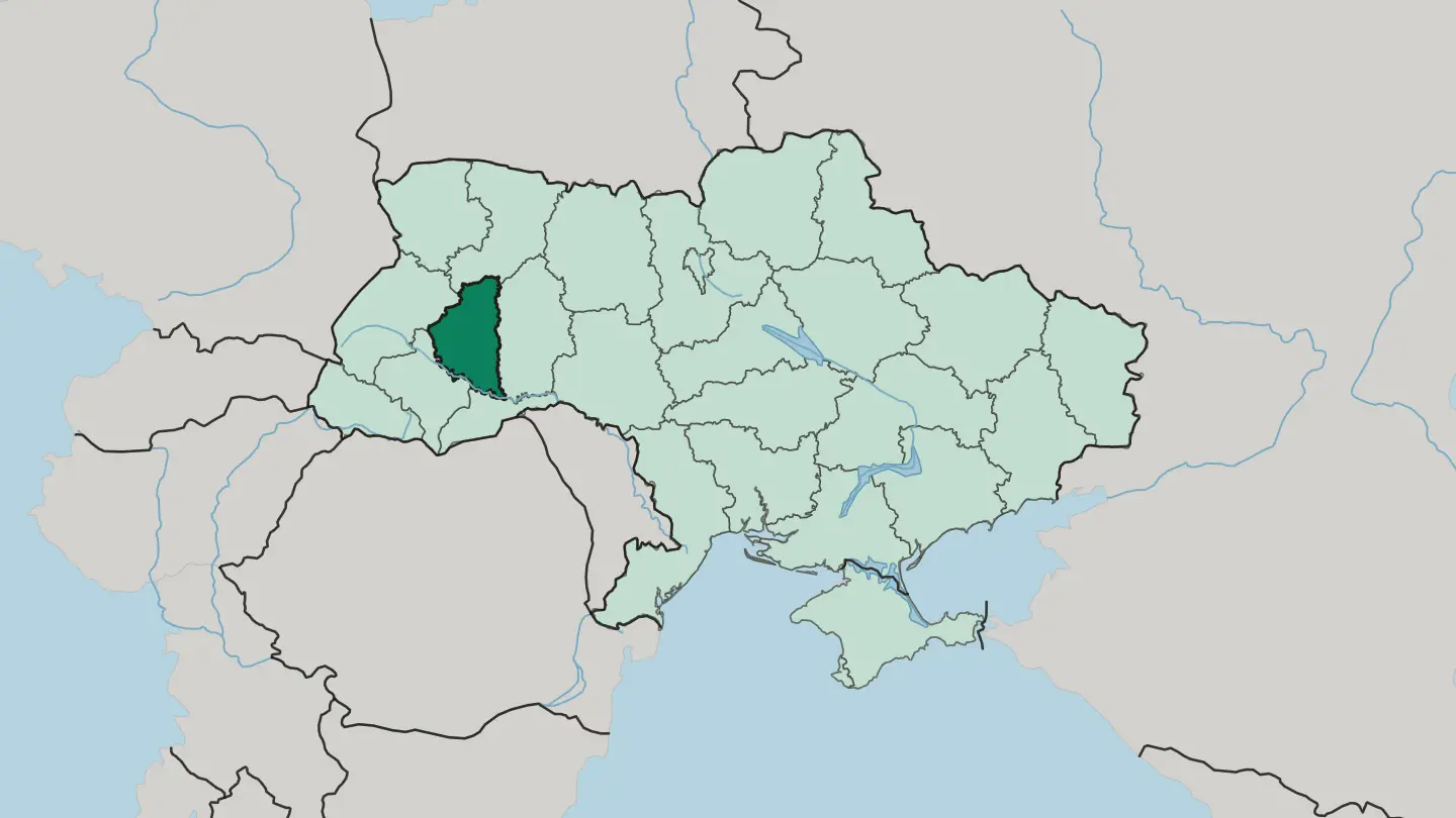Map of Ternopil Oblast in Ukraine