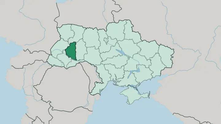 Map of Ternopil Oblast in Ukraine