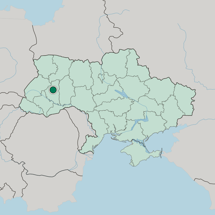 Map showing Ternopil — In Ukraine