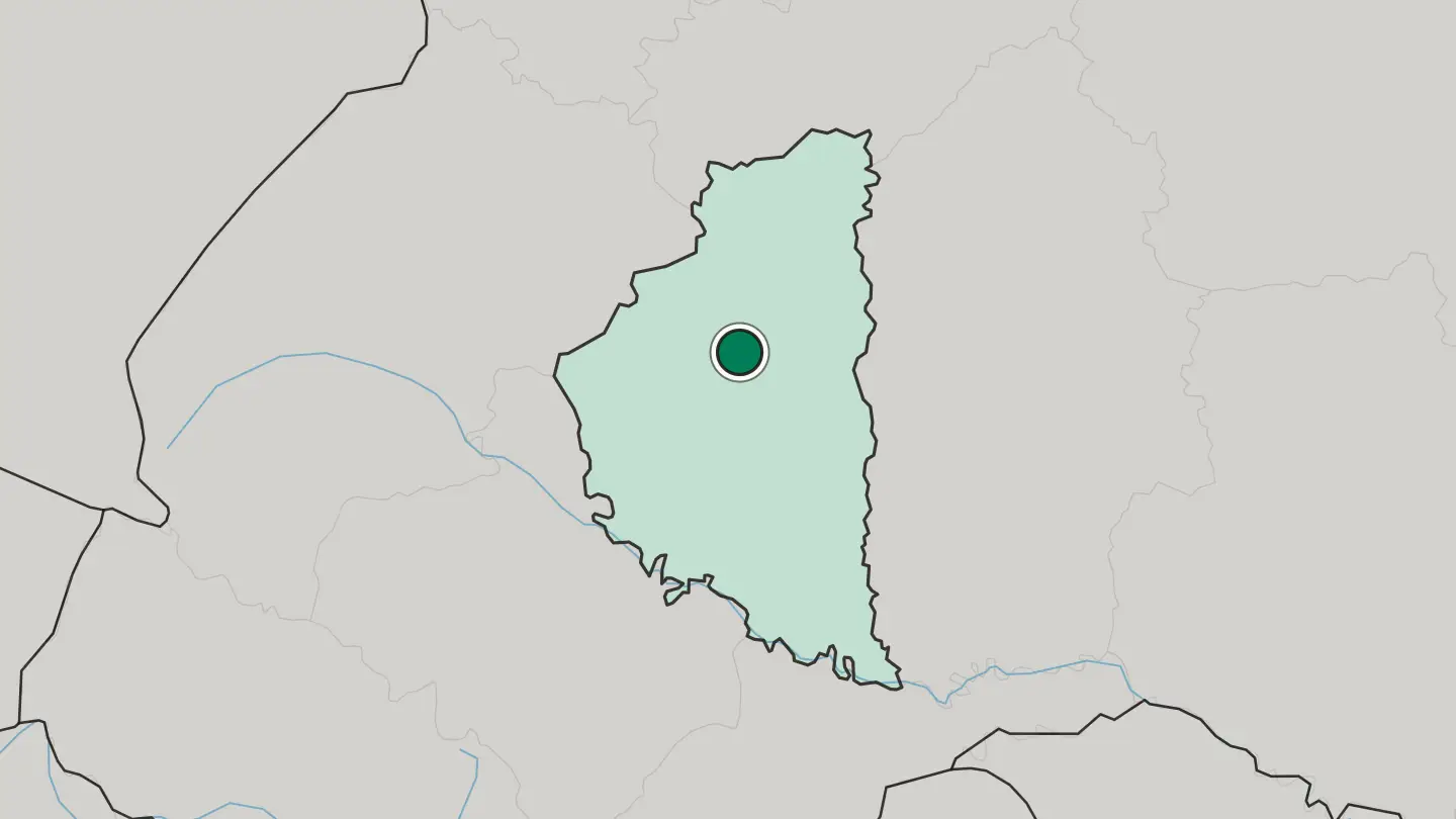 Map of Ternopil in Ukraine