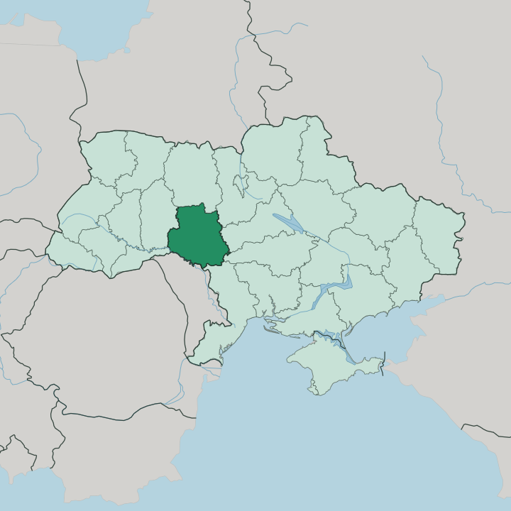 Map showing Vinnytsya Oblast — In Ukraine