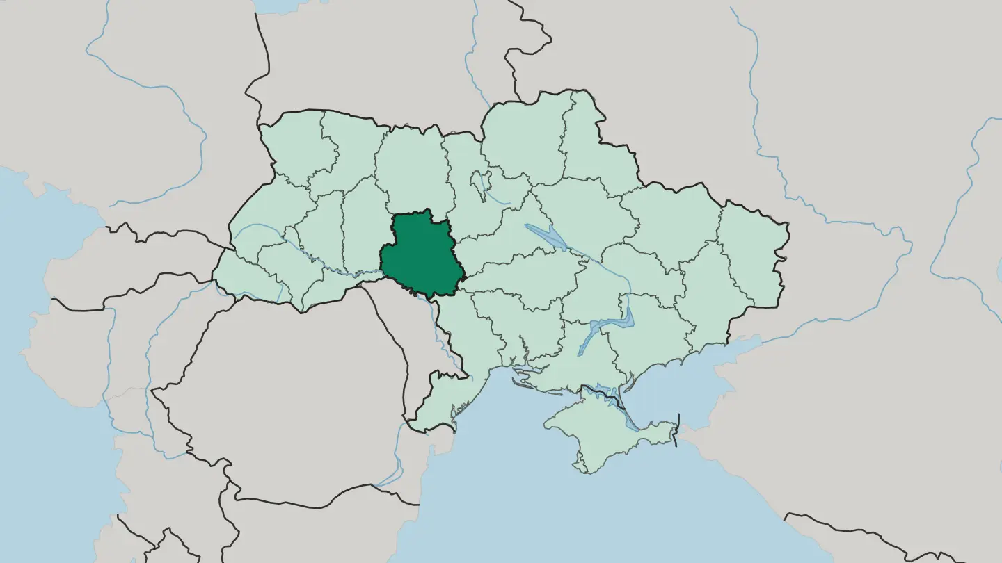 Map of Vinnytsya Oblast in Ukraine