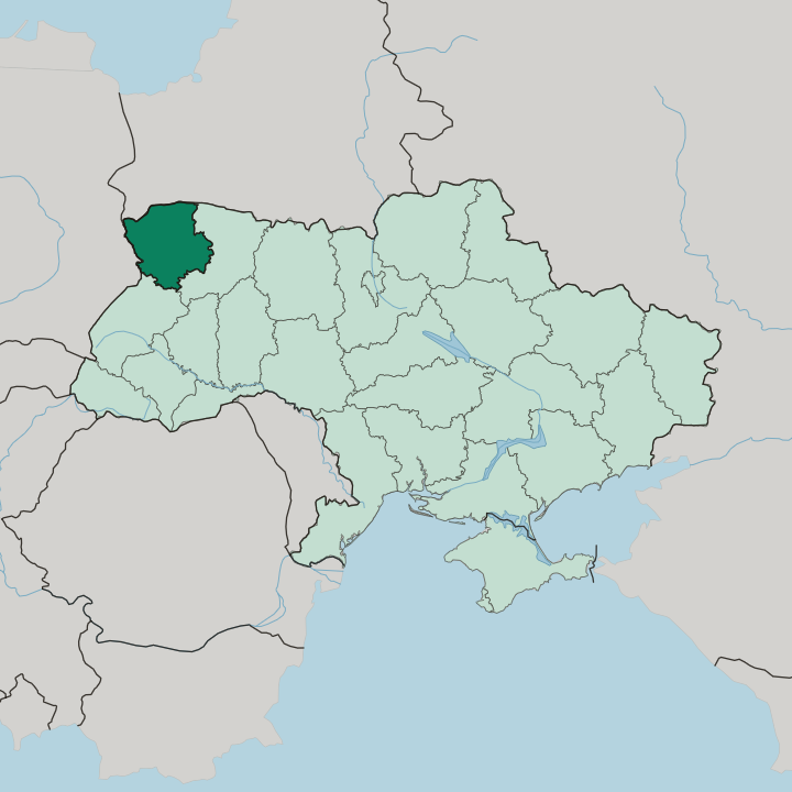 Map showing Volynska Oblast — In Ukraine