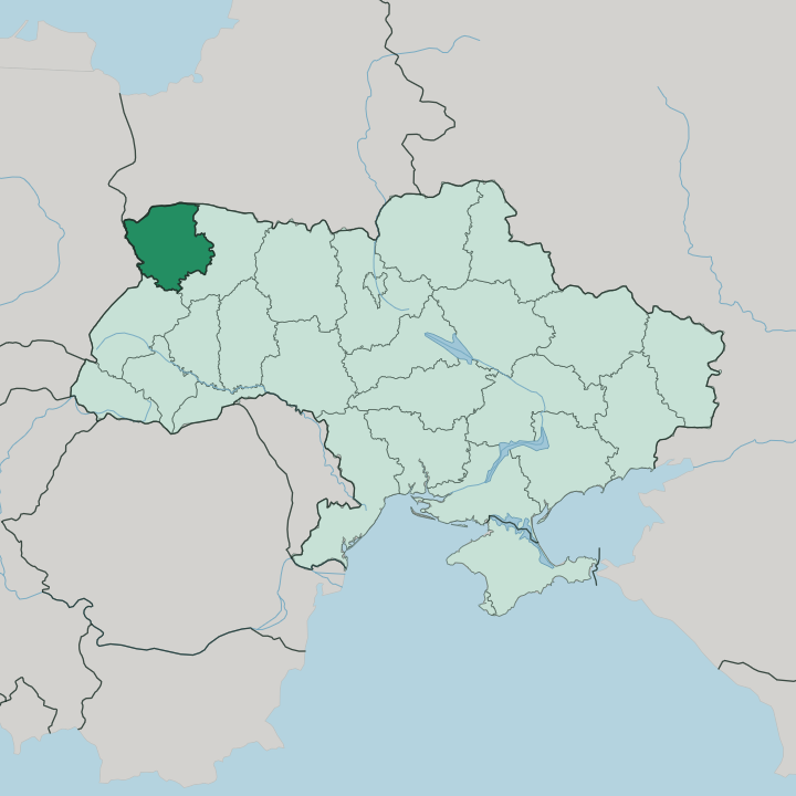 Map showing Volynska Oblast — In Ukraine